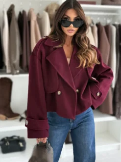 Manteau court oversize à épaules tombantes pour femme 2026