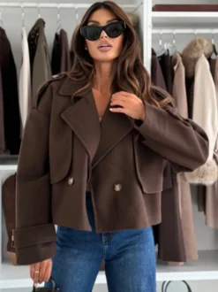Manteau court oversize à épaules tombantes pour femme 2026