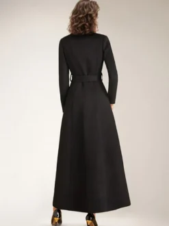 Manteau en laine maxi pour femme croisé grand revers ceinture ligne A pleine longueur vêtements d'extérieur d'hiver 2026