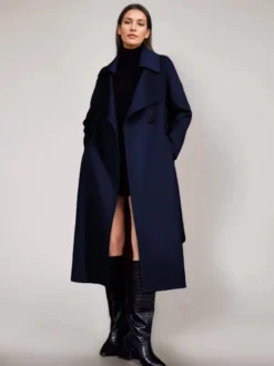 Manteau en laine rouge et cachemire mélangé pour femme Bordeaux croisé double face vêtements d'extérieur d'hiver 2026