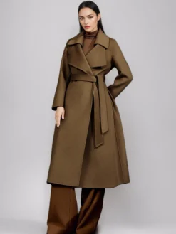 Manteau en laine rouge et cachemire mélangé pour femme Bordeaux croisé double face vêtements d'extérieur d'hiver 2026