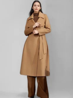 Manteau en laine rouge et cachemire mélangé pour femme Bordeaux croisé double face vêtements d'extérieur d'hiver 2026