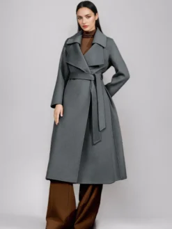 Manteau en laine rouge et cachemire mélangé pour femme Bordeaux croisé double face vêtements d'extérieur d'hiver 2026