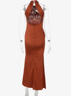Maxi Robe Sans Manches Sexy Stretch Robe Longue Moulante Dos Nu