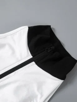 Mini-robe zippée sans manches à col montant pour femme 2026