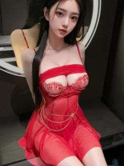 Nuisette rose en résille transparente avec corset à ouverture sur la poitrine