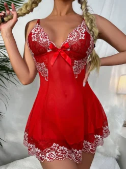 Nuisettes Lingerie Femme avec Bretelles à Col Décolleté en V Imprimés