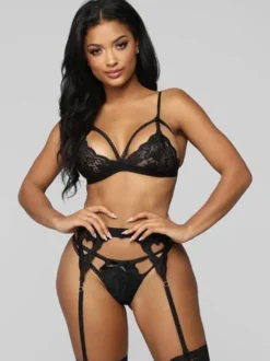 Nuisettes Lingerie Sexy Femme Ensembles Deux Pièces Taille Haute avec Bretelles à Col Décolleté Unicolore