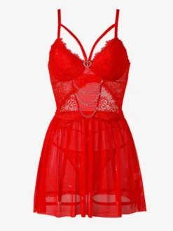 Nuisettes sexy en dentelle semi-transparentes rouges pour tous les jours