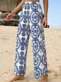Pantalon bleu taille haute