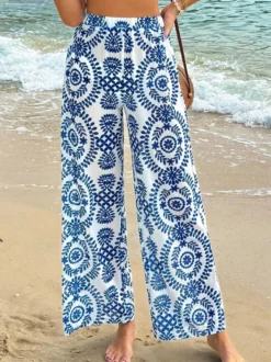 Pantalon bleu taille haute