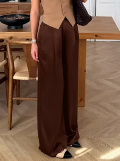 Pantalon marron taille haute