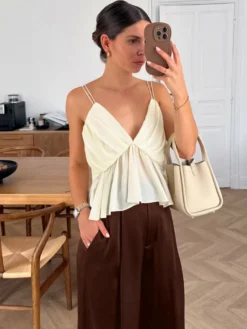 Pantalon marron taille haute