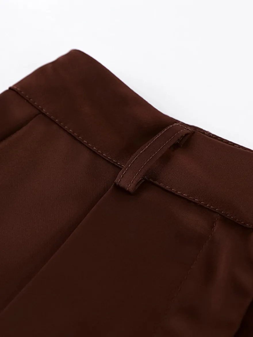 Pantalon marron taille haute