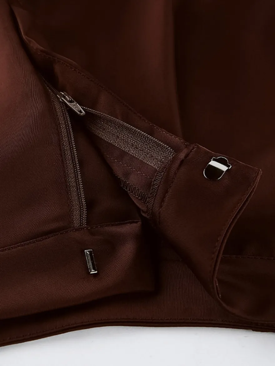 Pantalon marron taille haute