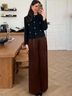 Pantalon marron taille haute