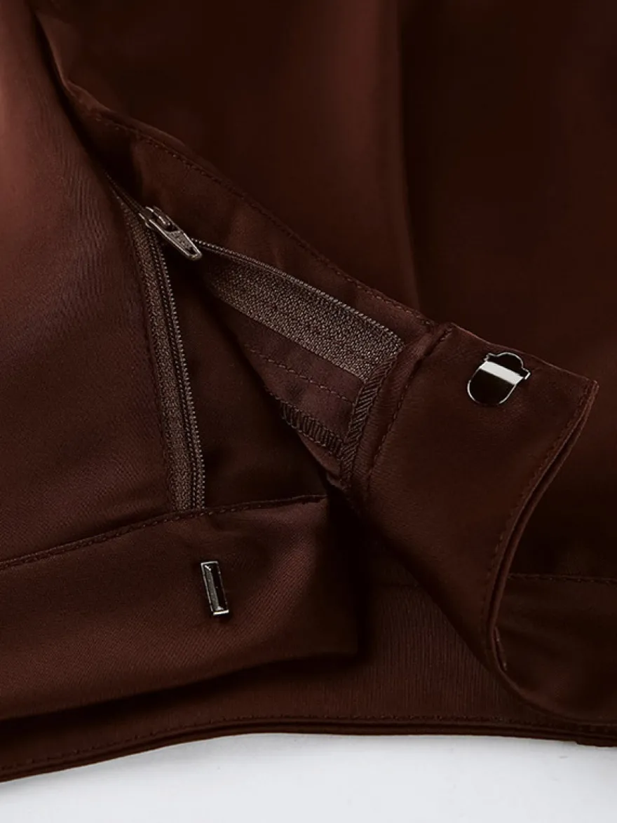 Pantalon marron taille haute