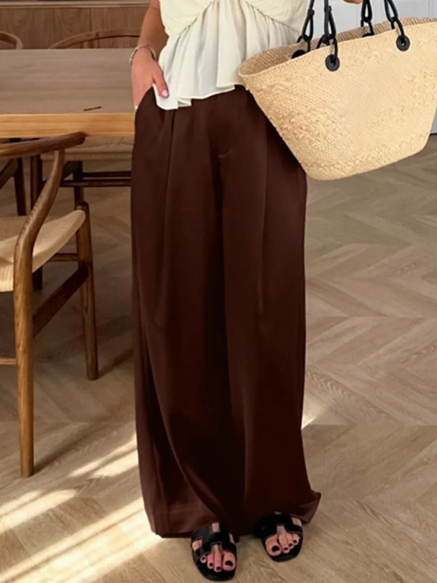Pantalon marron taille haute
