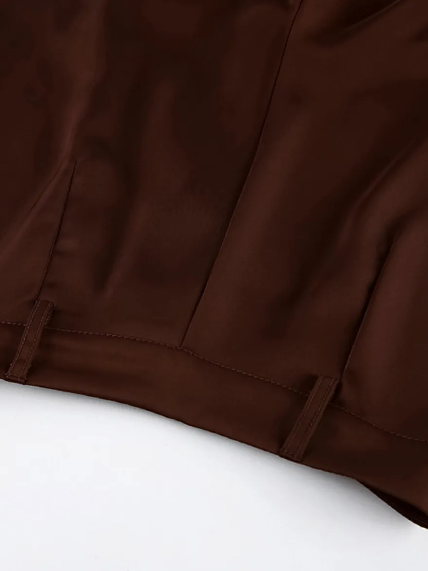 Pantalon marron taille haute