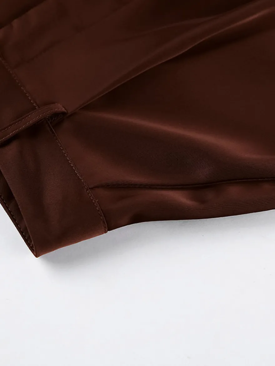 Pantalon marron taille haute