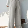 Pantalon Taille Naturelle Superposé En Polyester Gris Clair Oversize Décontracté