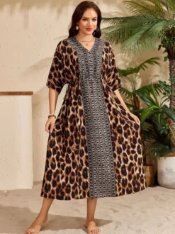 Paréos robes maxi oversize à cordon de serrage manches mi-longues col en V maillots de bain verts décontractés pour la plage