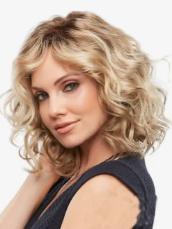 Perruque bob courte bouclée en laine raie sur le côté style rétro boucles souples résistante à la chaleur en cheveux synthétiques