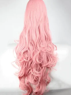 perruque de Hallowmas de Carnaval ébouriffée longue frisée Saumon Rose en fibre synthétique mode Perruques