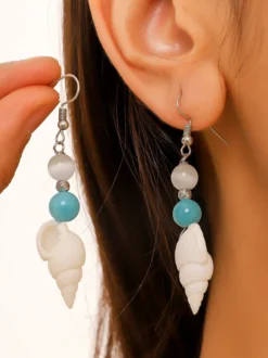 Petites boucles d'oreilles bohèmes en forme de conque pour femmes 2026