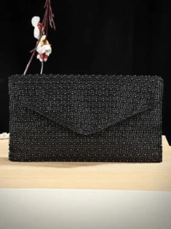 Pochette enveloppe entièrement ornée de strass bandoulière chaîne amovible sac à main scintillant pour soirée mariage