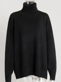 Pull col roulé oversize avec fentes latérales pour femme 2026