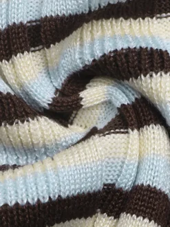 Pull femme marron café bicolore à col rond et manches longues en viscose
