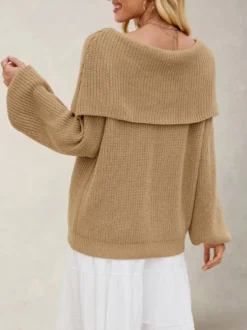 Pull oversize en maille à manches lanternes et épaules dénudées