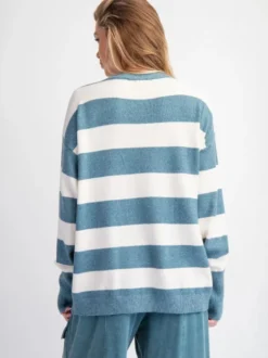 Pull oversize en maille à rayures et nœud papillon pour femme 2026
