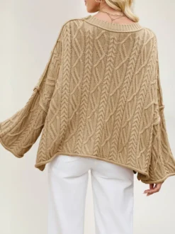 Pull oversize à torsades et épaules tombantes pour femme 2026