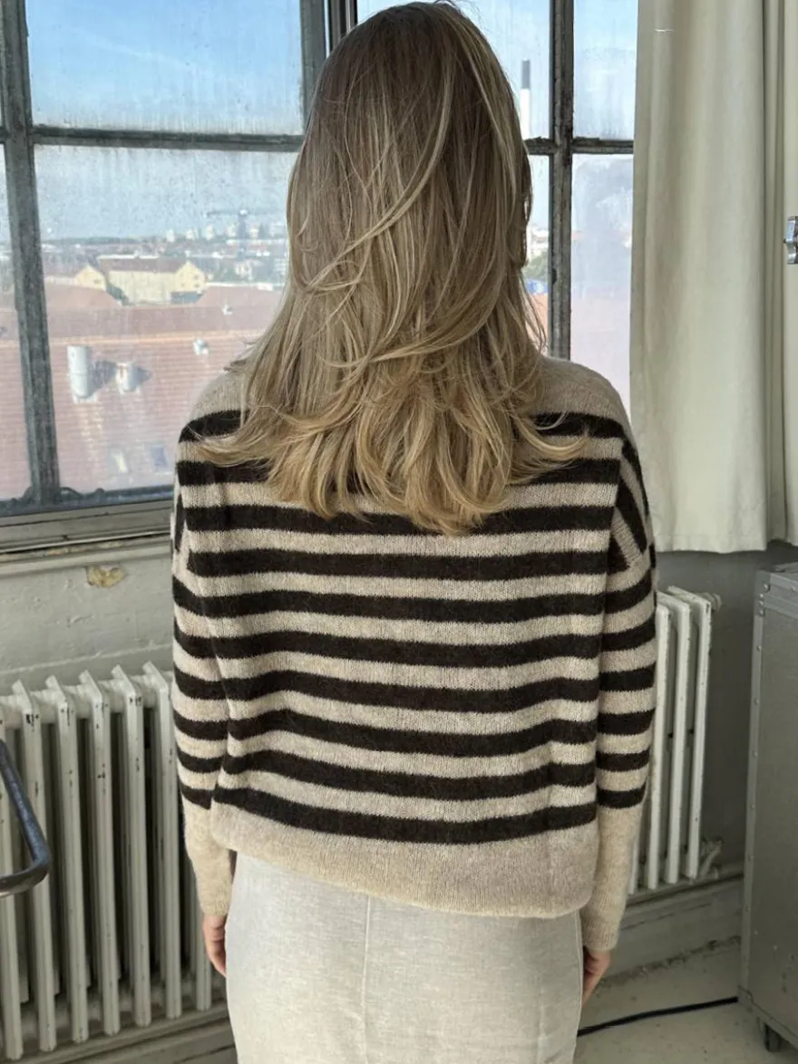 Pull rayé décontracté en maille coupe ample col rond pour femme 2026