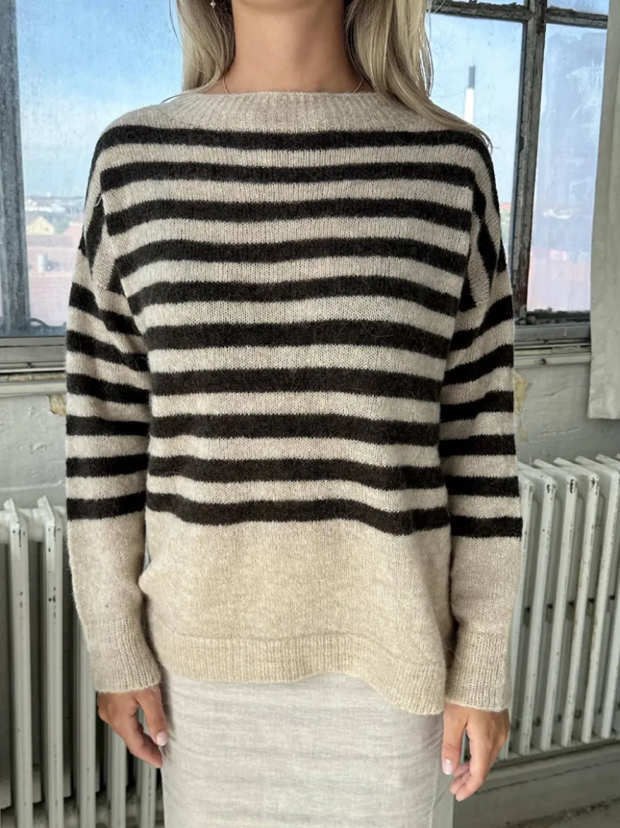 Pull rayé décontracté en maille coupe ample col rond pour femme 2026