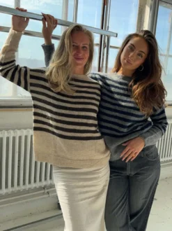 Pull rayé décontracté en maille coupe ample col rond pour femme 2026