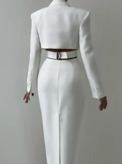 Robe blazer découpée à manches longues robe mi-longue de printemps pour femmes 2026