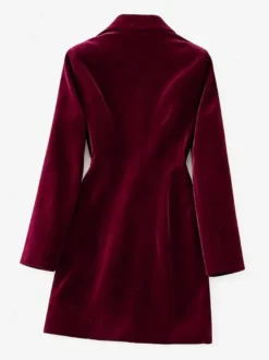 Robe blazer en velours pour femme col boutonné manches longues mini-robe tailleur avec poches