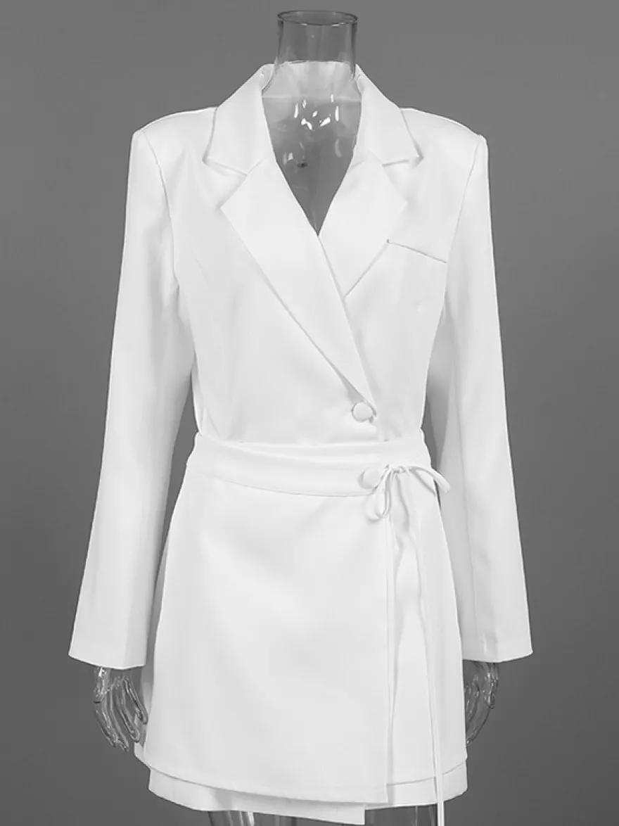 Robe blazer élégante pour femme mini-robe - Ceinture cache-cœur col cranté coupe ajustée - Collection printemps-été 2026
