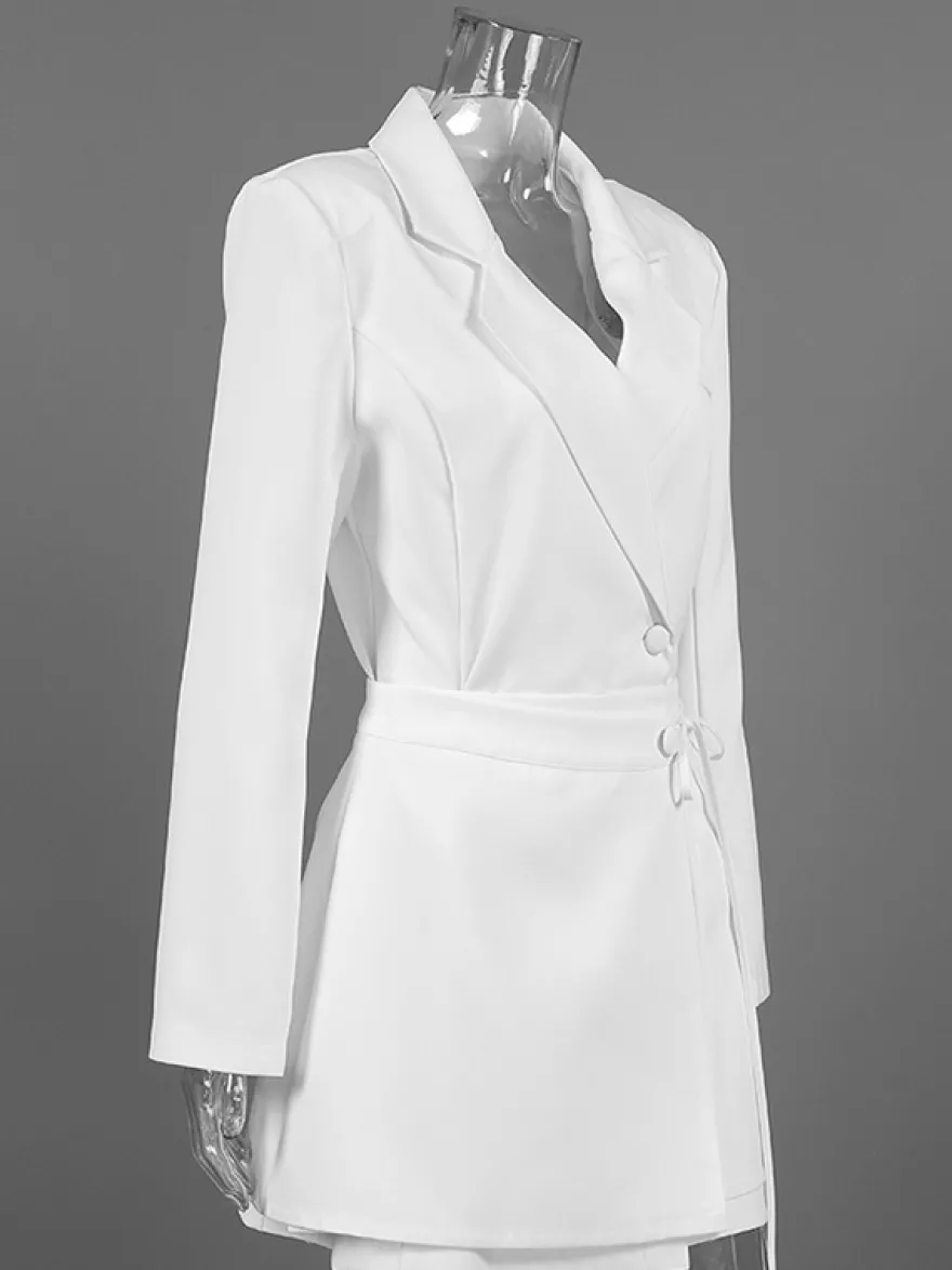 Robe blazer élégante pour femme mini-robe - Ceinture cache-cœur col cranté coupe ajustée - Collection printemps-été 2026