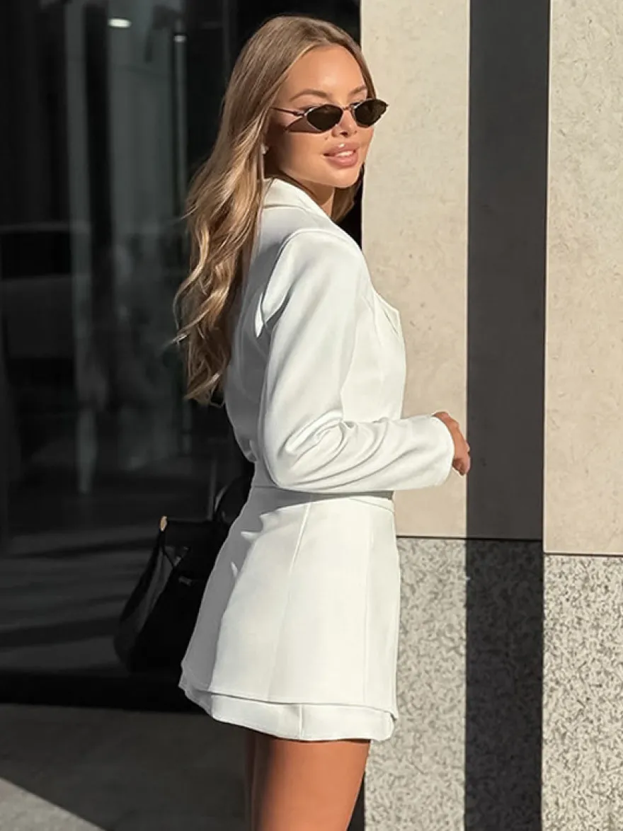 Robe blazer élégante pour femme mini-robe - Ceinture cache-cœur col cranté coupe ajustée - Collection printemps-été 2026