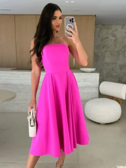 Robe bustier élégante taille haute coupe trapèze pour femme 2026