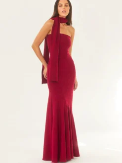 Robe bustier minimaliste à col foulard pour femme - Élégante robe sirène maxi - Soirée de gala formelle de printemps 2026