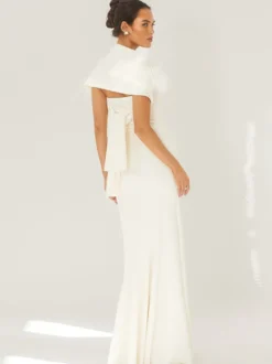 Robe bustier minimaliste à col foulard pour femme - Élégante robe sirène maxi - Soirée de gala formelle de printemps 2026