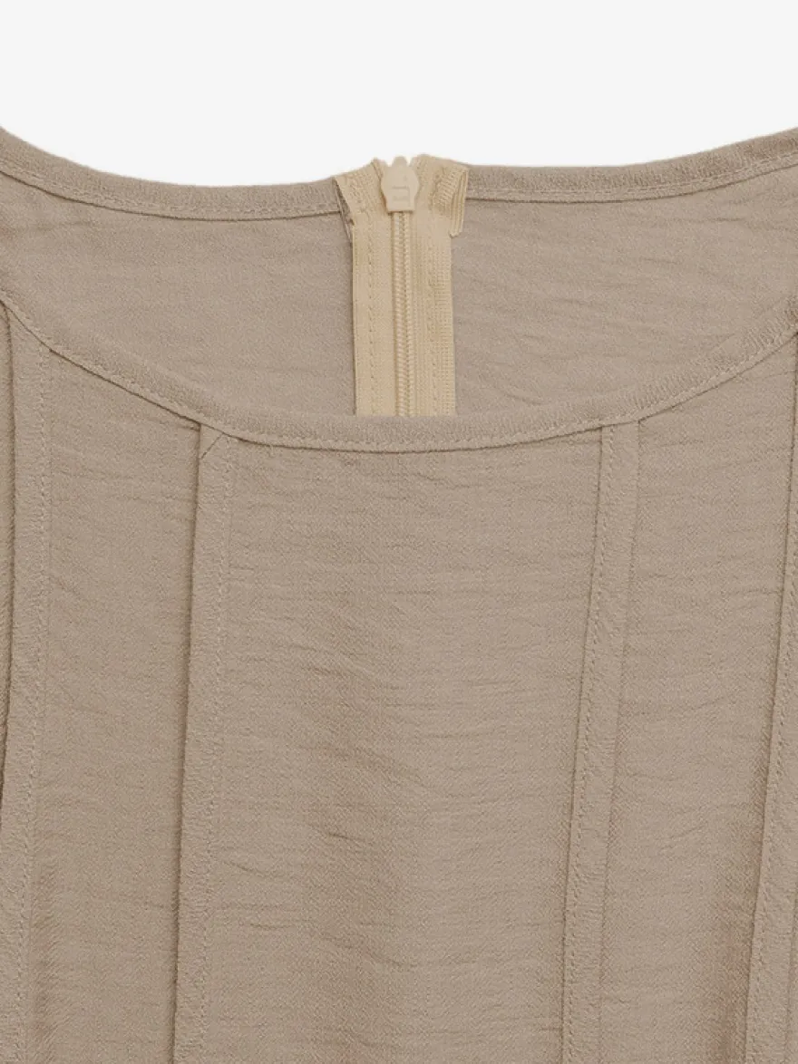 Robe camel sans manches en maille maxi à col rond et coupe ajustée style décontracté