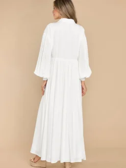 Robe chemise maxi bohème pour femme - Robe fluide décontractée à manches bouffantes - Tenue d'été pour les vacances à la plage et les soirées 2026