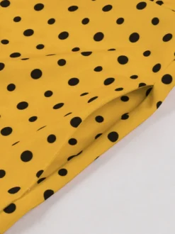 Robe chemise à pois avec ceinture et lien manches flottantes robe mi-longue vintage pour femme 2026