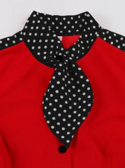 Robe chemise rétro à pois avec cravate et ceinture robe mi-longue d'inspiration vintage pour femme 2026